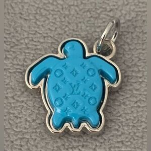 Upcycled  Blue and Silver Turtle Pendant